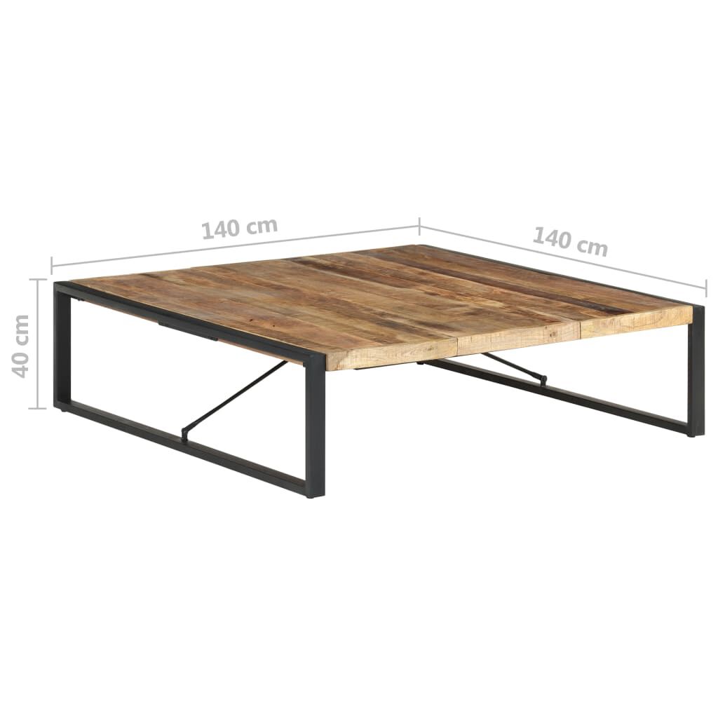 vidaXL Τραπεζάκι Σαλονιού 140 x 140 x 40 εκ. Ακατέργαστο Ξύλο Μάνγκο