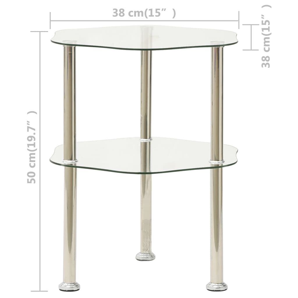 vidaXL Τραπεζάκι Σαλονιού 2 Επιπέδων Διαφανές 38x38x50 εκ. Ψημ. Γυαλί