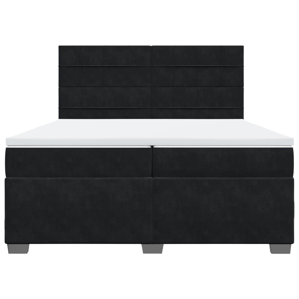 vidaXL Κρεβάτι Boxspring με Στρώμα Μαύρο 200x200 εκ. Βελούδινο
