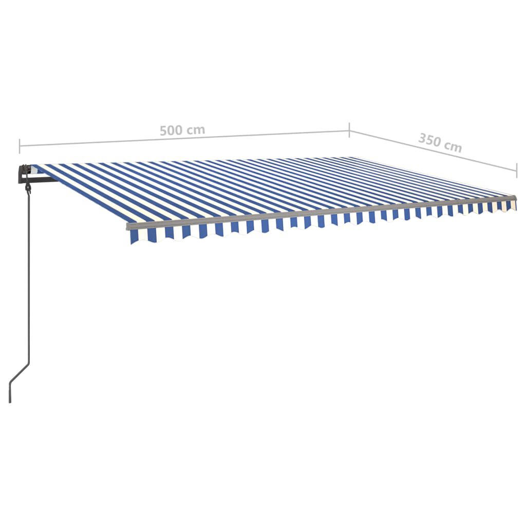 vidaXL Τέντα Αυτόματη με LED & Αισθητήρα Ανέμου Μπλε/Λευκό 5 x 3,5 μ.