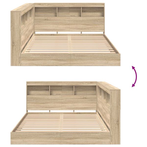 vidaXL κρεβάτι βιβλιοθήκης Σονόμα Δρυς 150x200 εκ. Επεξεργασμένο Ξύλο