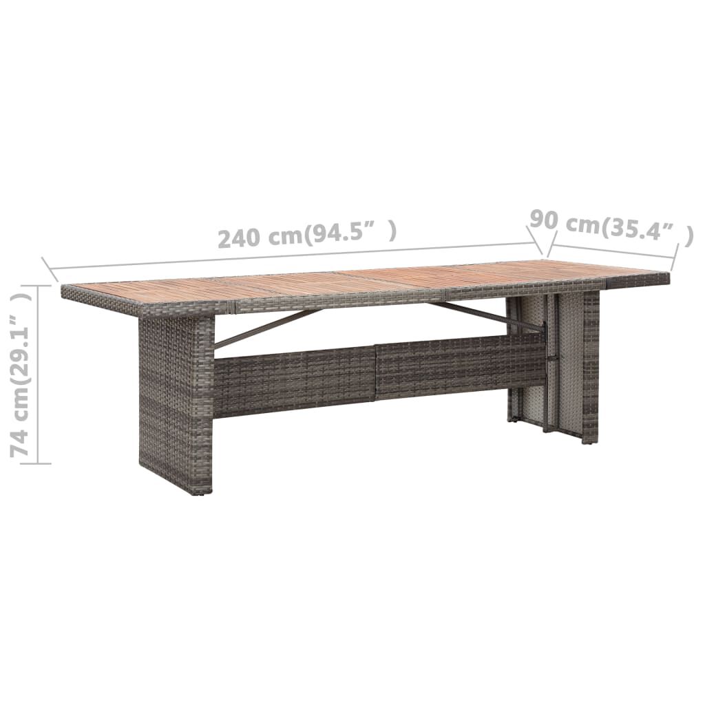 vidaXL Τραπέζι Κήπου 240x90x74 εκ. Συνθετικό Ρατάν/Μασίφ Ξύλο Ακακίας