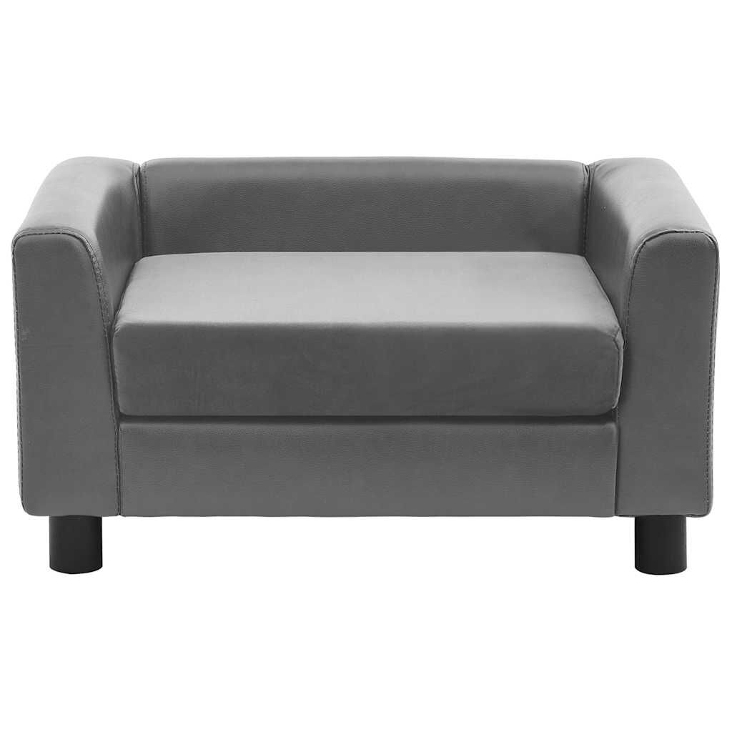 vidaXL Καναπές-Κρεβάτι Σκύλου Γκρι 60x43x30 εκ. Βελουτέ/Συνθετ. Δέρμα