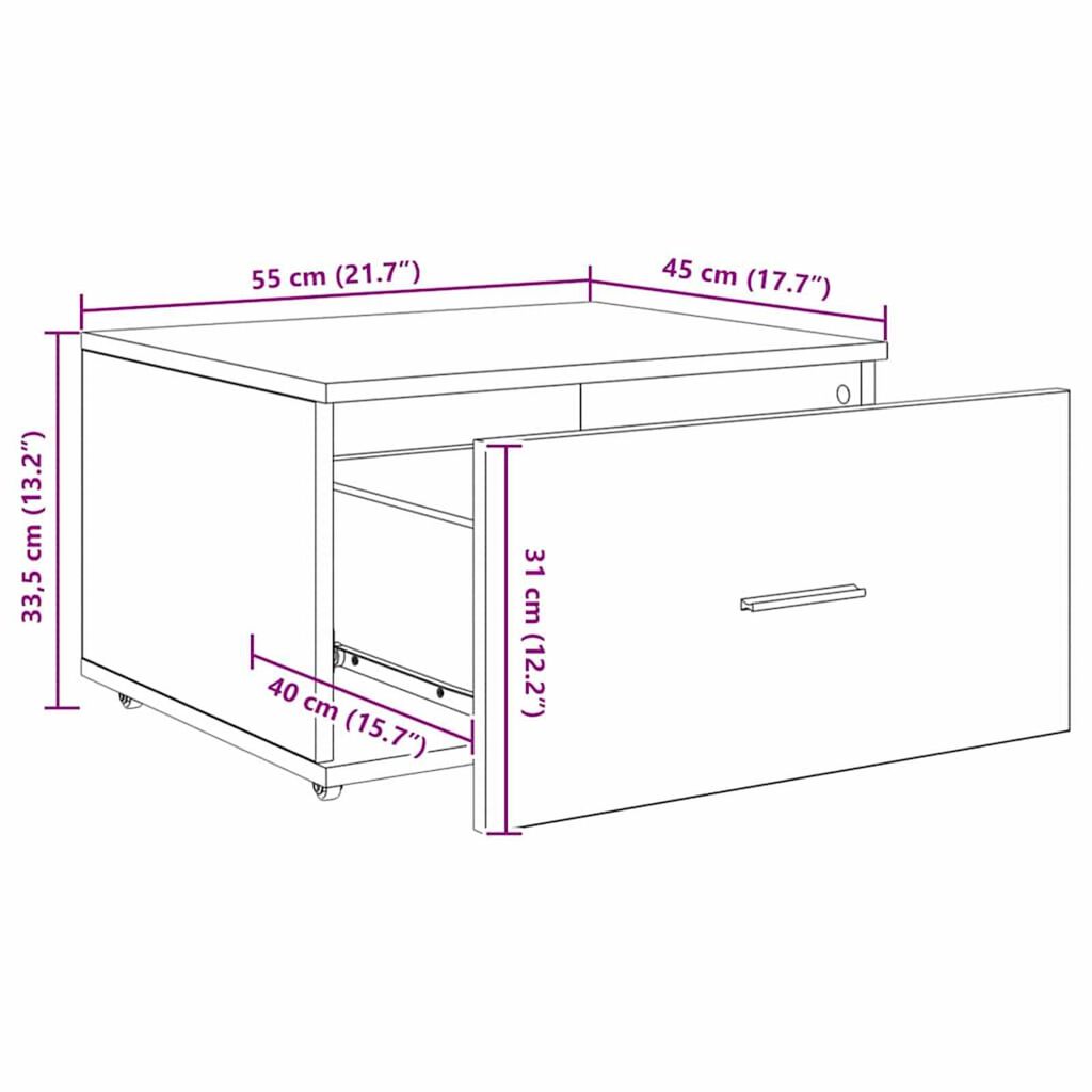 vidaXL Γραφείο Γκρι sonoma 131.5 x 50 x 106.5 εκ. Επεξεργασμένο ξύλο
