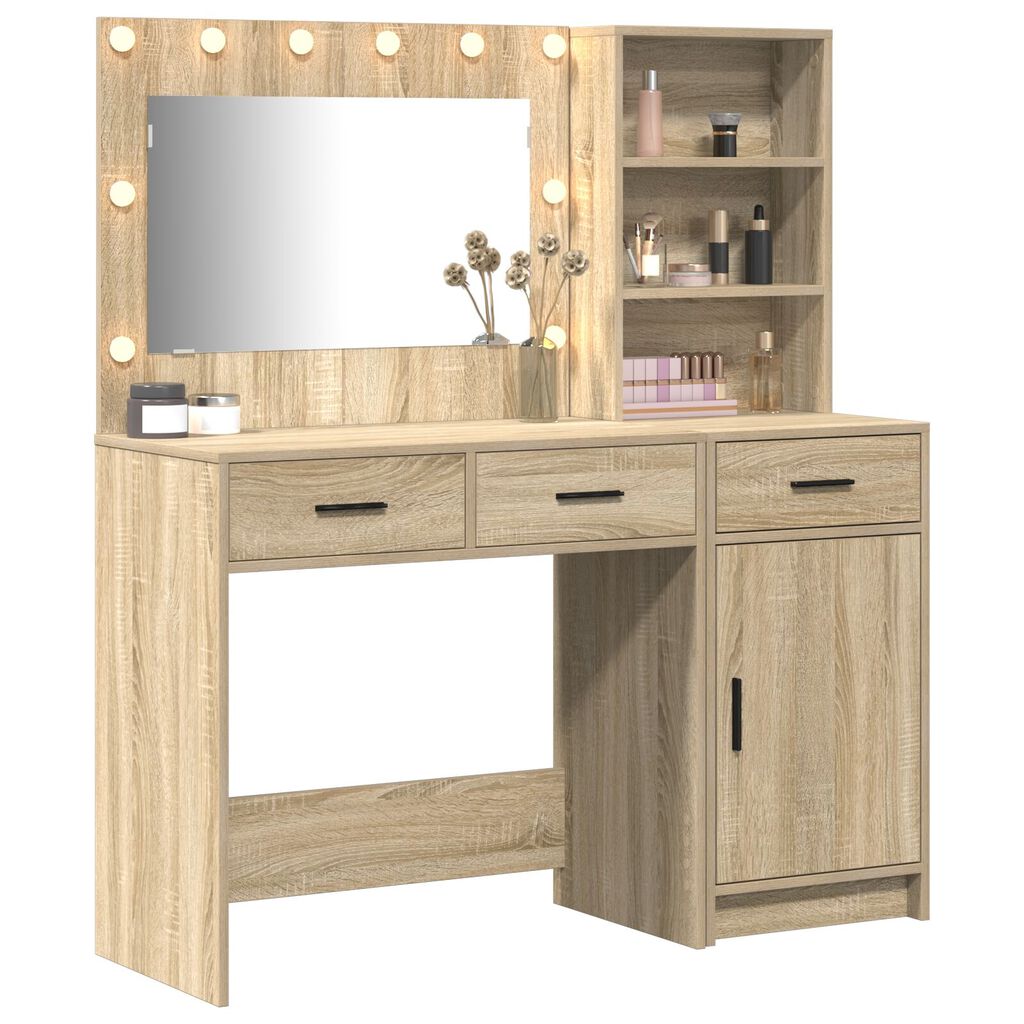 Σετ από Dressing Table 2 Τεμαχίων vidaXL με LED σε Σομόνα Δρυς