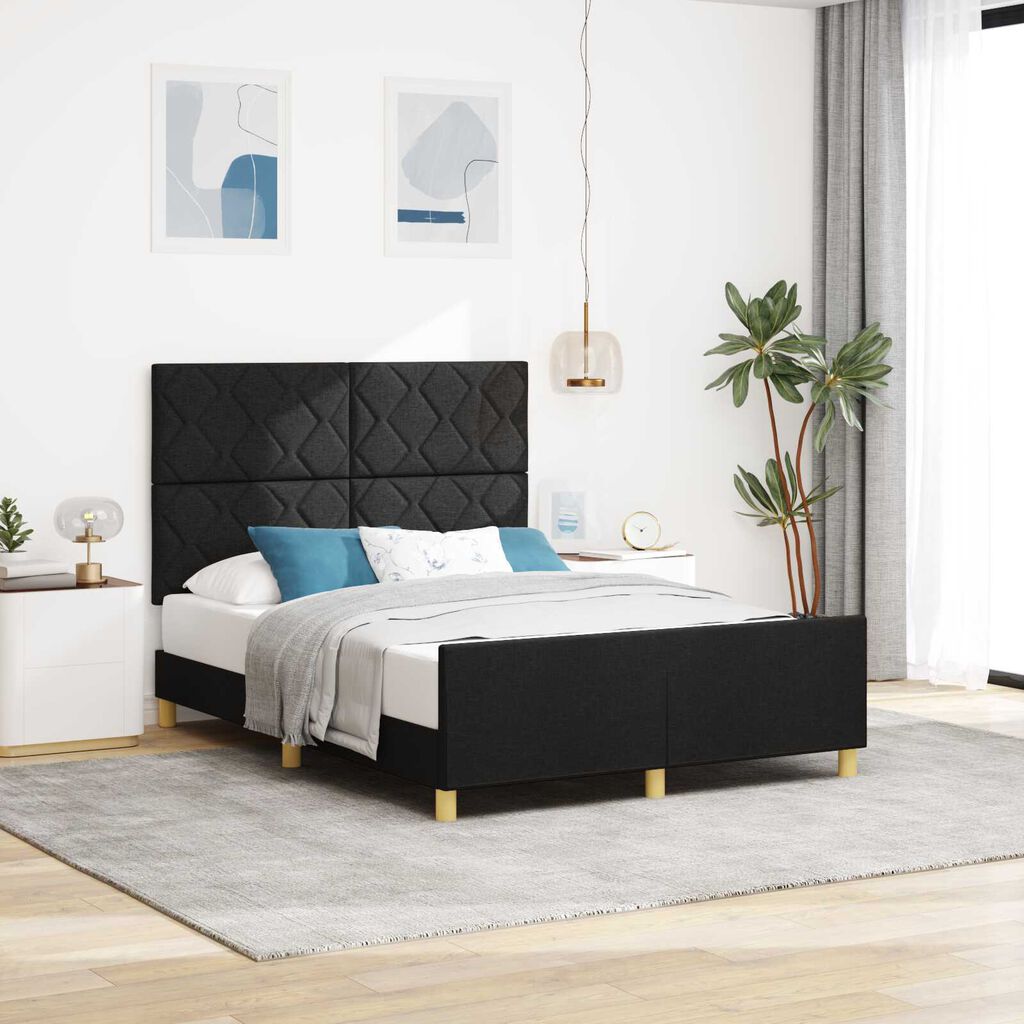vidaXL Κρεβάτι Μαύρο 140x200 εκ Υφάσματος