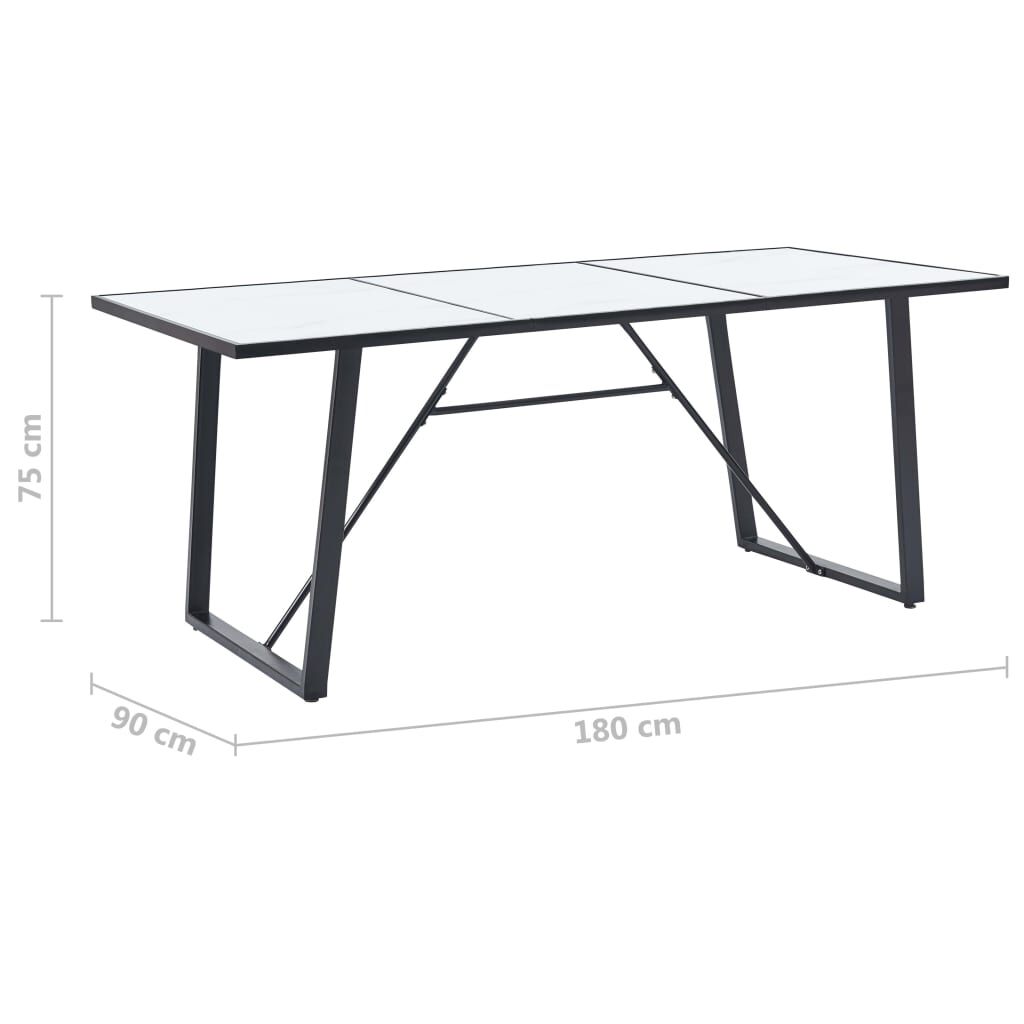 vidaXL Τραπεζαρία Λευκή 180 x 90 x 75 εκ. από Ψημένο Γυαλί