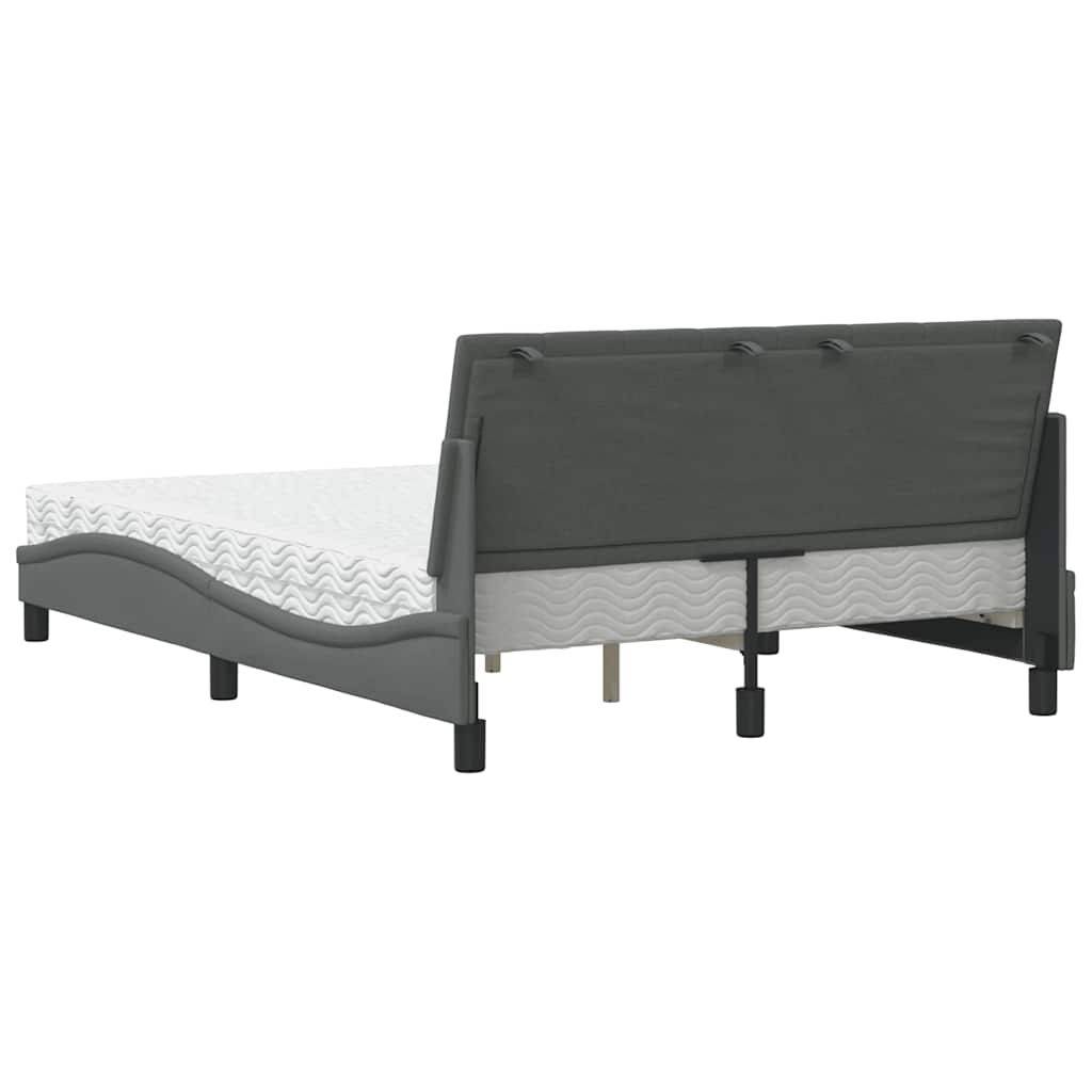 vidaXL Κρεβάτι με Στρώμα Σκούρο Γκρι 120x200 εκ. Υφασμάτινο