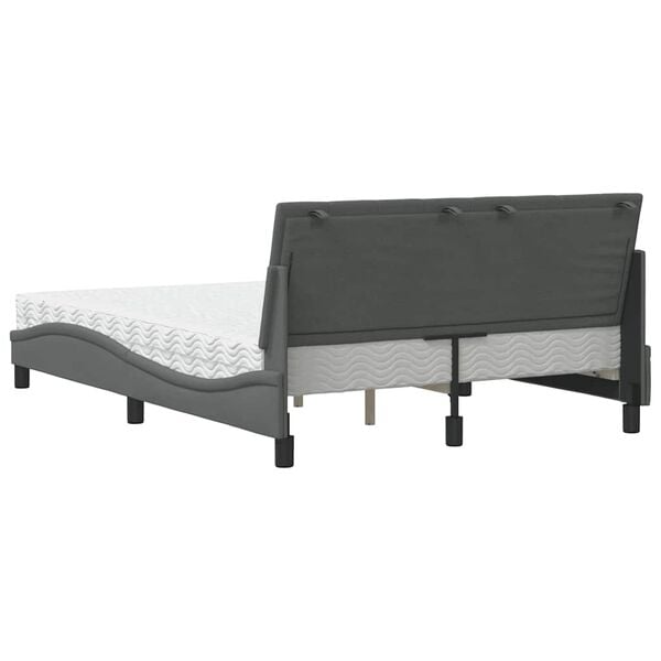 vidaXL Κρεβάτι με Στρώμα Σκούρο Γκρι 120x200 εκ. Υφασμάτινο