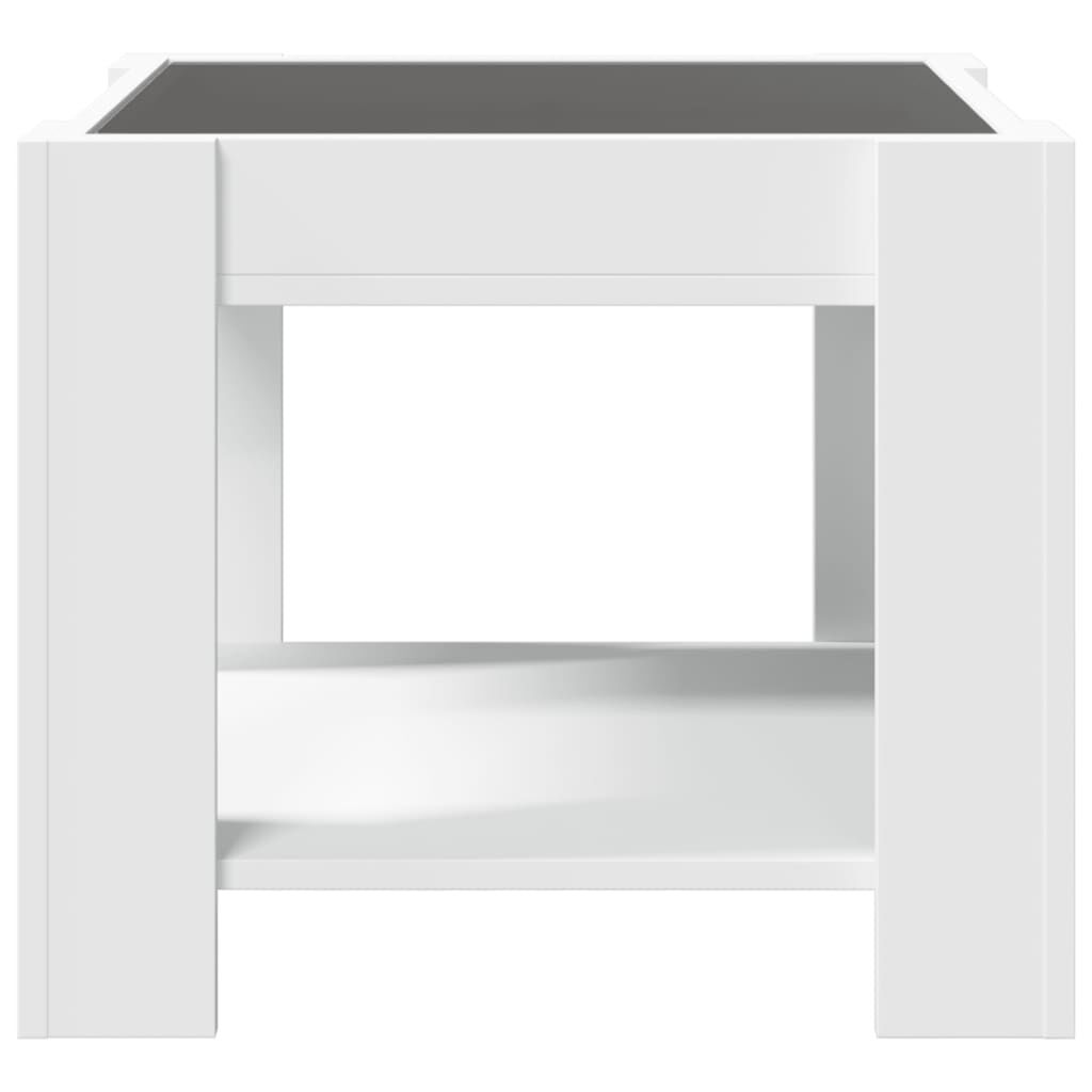 vidaXL Τραπεζάκι Σαλονιού με LED Λευκό 53x53x45 εκ. Επεξεργασμένο Ξύλο