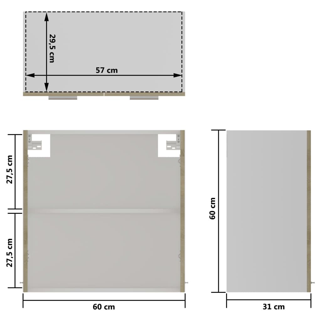 vidaXL Ντουλάπι Κρεμαστό με Τζάμι Lyon Sonoma Δρυς 60x31x60εκ.