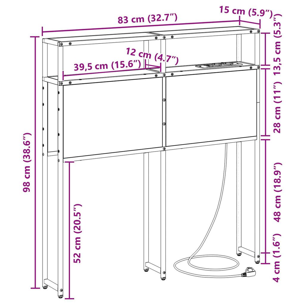 vidaXL Κεφαλάρι Αποθήκης Sonoma Δρυς 80 cm Επεξεργασμένο ξύλο