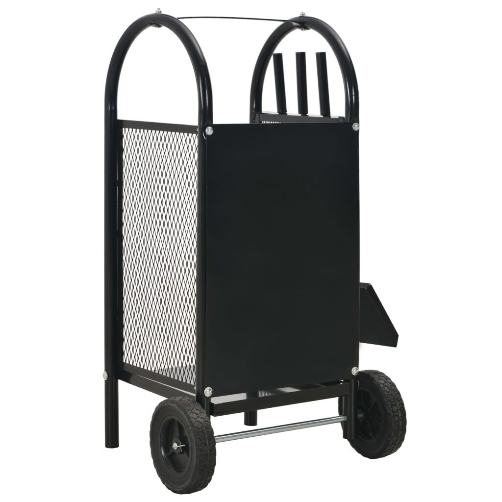 vidaXL Καρότσι Μεταφοράς Καυσόξυλων Μαύρο 30 x 35 x 81 εκ. Ατσάλινο