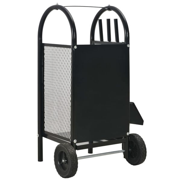 vidaXL Καρότσι Μεταφοράς Καυσόξυλων Μαύρο 30 x 35 x 81 εκ. Ατσάλινο