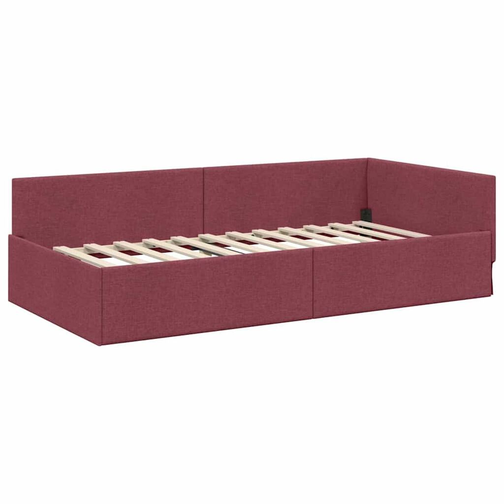 vidaXL Κρεβάτι Γωνίας Μπορντό 100 x 200 cm Ύφασμα και Έργο ξύλου