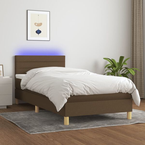 vidaXL &Kappa;&rho;&epsilon;&beta;ά&tau;&iota; Boxspring &mu;&epsilon; &Sigma;&tau;&rho;ώ&mu;&alpha; & LED &Sigma;&kappa;.&Kappa;&alpha;&phi;έ 90x190 &epsilon;&kappa;. &Upsilon;&phi;&alpha;&sigma;&mu;ά&tau;&iota;&nu;&omicron;