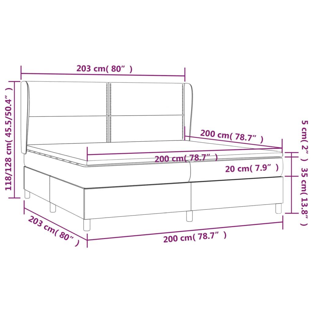 vidaXL Κρεβάτι Boxspring με Στρώμα Γκρι 200x200 εκ. Συνθετικό Δέρμα