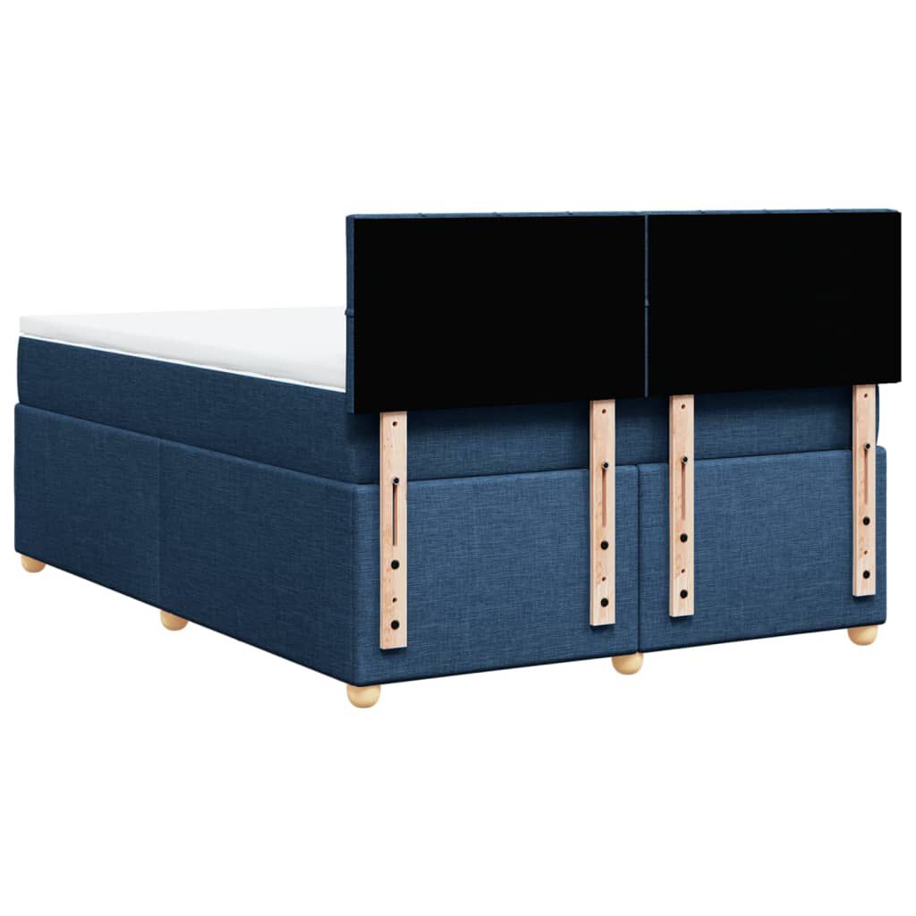 vidaXL Κρεβάτι Boxspring με Στρώμα Μπλε 160x200 εκ. Υφασμάτινο