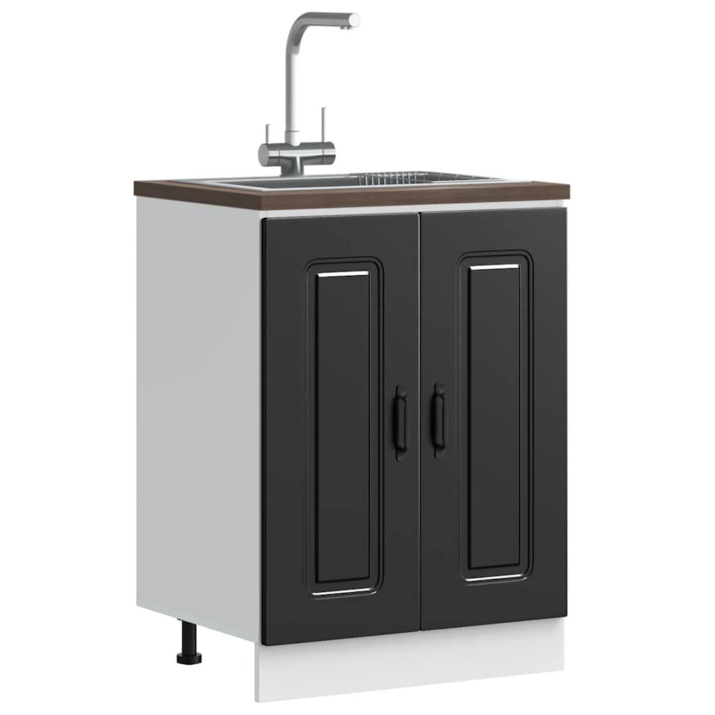 vidaXL Ντουλάπι βάσης νεροχύτη Kalmar Μαύρο 60x46x81,5 εκ. Επεξ. Ξύλο