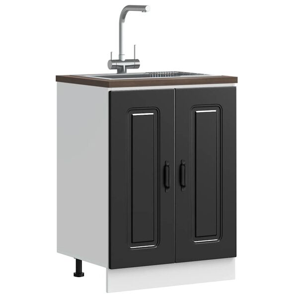 vidaXL Ντουλάπι βάσης νεροχύτη Kalmar Μαύρο 60x46x81,5 εκ. Επεξ. Ξύλο