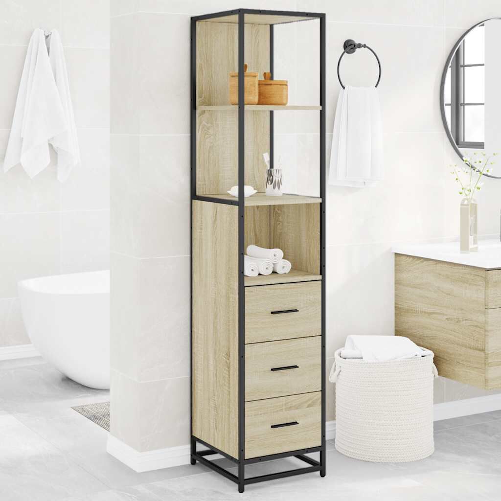 vidaXL Ντουλάπι μπάνιου Sonoma Oak 35x37,5x166 cm Κατασκευασμένο ξύλο