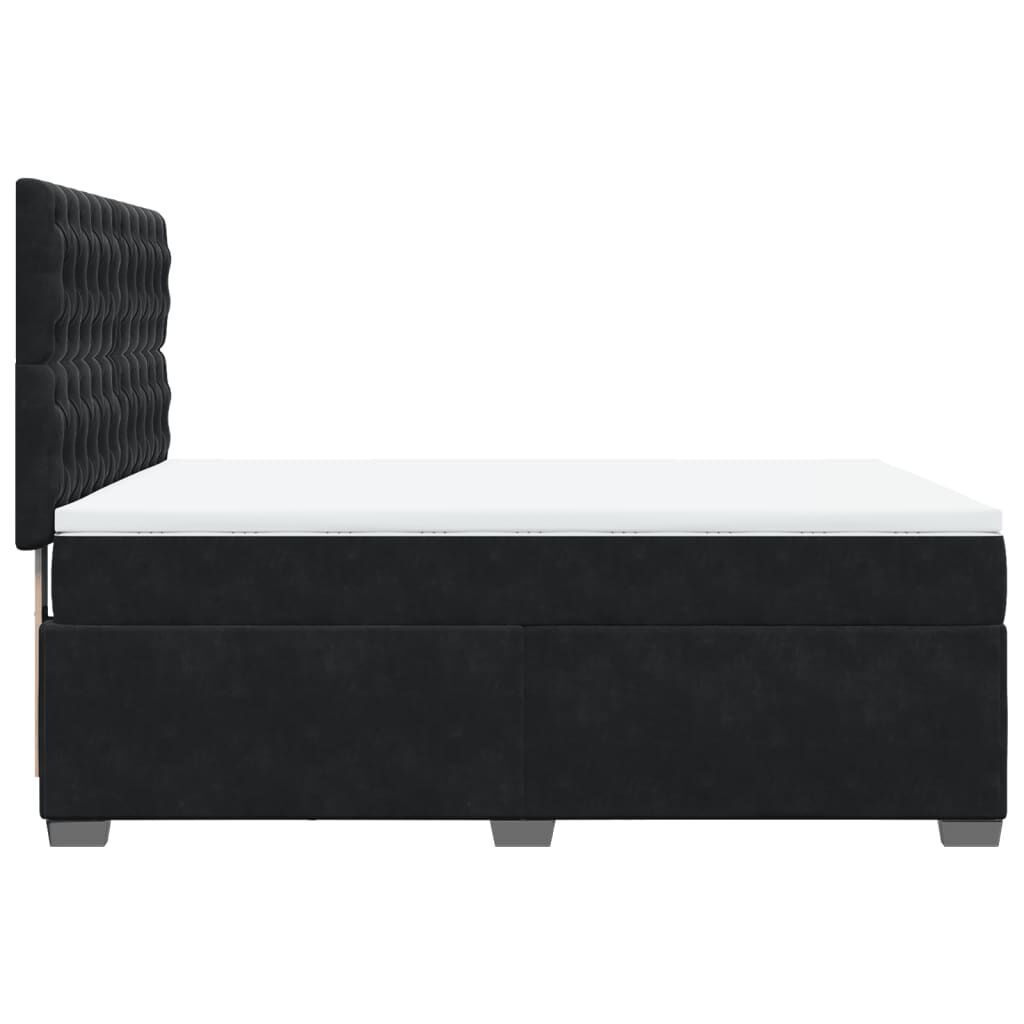 vidaXL Κρεβάτι Boxspring με Στρώμα Μαύρο 140x190 εκ. Βελούδινο