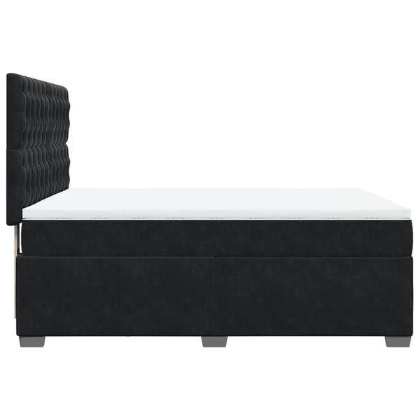 vidaXL Κρεβάτι Boxspring με Στρώμα Μαύρο 140x190 εκ. Βελούδινο