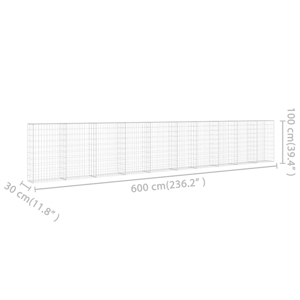 vidaXL Συρματοκιβώτιο Τοίχος 600x30x100 εκ. Γαλβαν.Χάλυβας + Καλύμματα