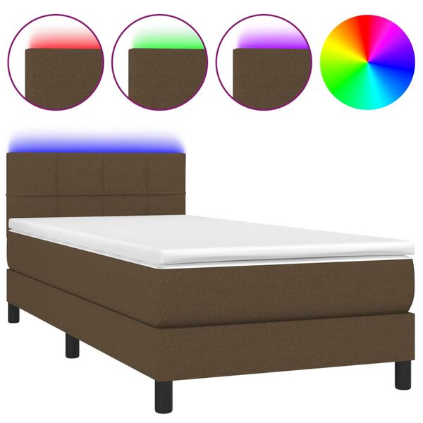 vidaXL &Kappa;&rho;&epsilon;&beta;ά&tau;&iota; Boxspring &mu;&epsilon; &Sigma;&tau;&rho;ώ&mu;&alpha; & LED &Sigma;&kappa;.&Kappa;&alpha;&phi;έ 90x190 &epsilon;&kappa;. &Upsilon;&phi;&alpha;&sigma;&mu;ά&tau;&iota;&nu;&omicron;
