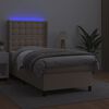 vidaXL Κρεβάτι Boxspring Στρώμα&LED Καπουτσίνο 100x200 εκ. Συνθ. Δέρμα