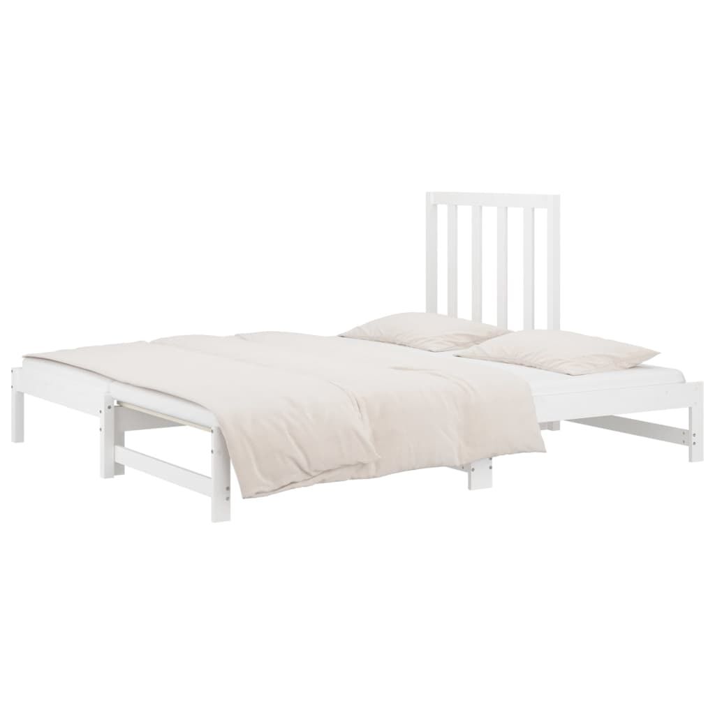 vidaXL Καναπές Κρεβάτι Συρόμενος Λευκός 2x(90x190) εκ. από Μασίφ Πεύκο