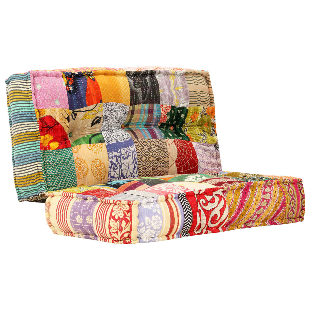vidaXL Πουφ Patchwork 100 x 100 x 20 εκ. Υφασμάτινο