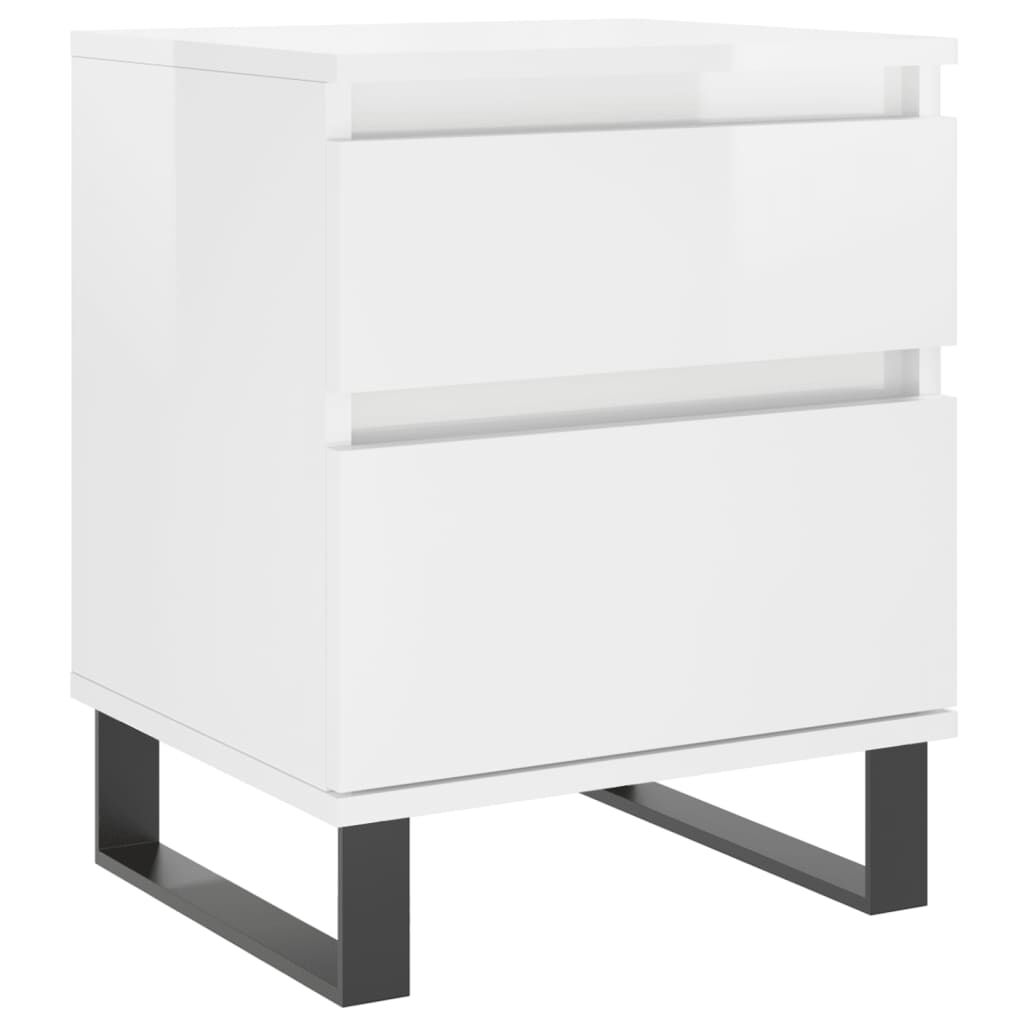 vidaXL Κομοδίνα 2 τεμ. Γυαλ. Λευκό 40 x 35 x 50 εκ. Επεξεργασμένο Ξύλο