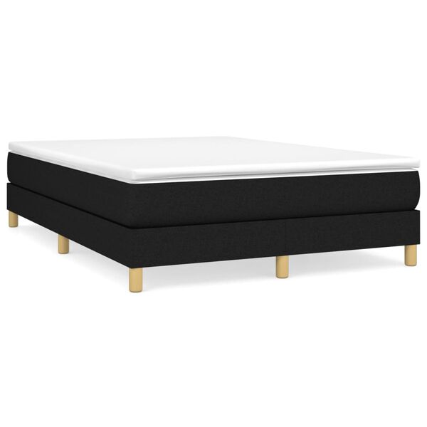 vidaXL Κρεβάτι Boxspring με Στρώμα Μαύρο 140x190 εκ. Υφασμάτινο