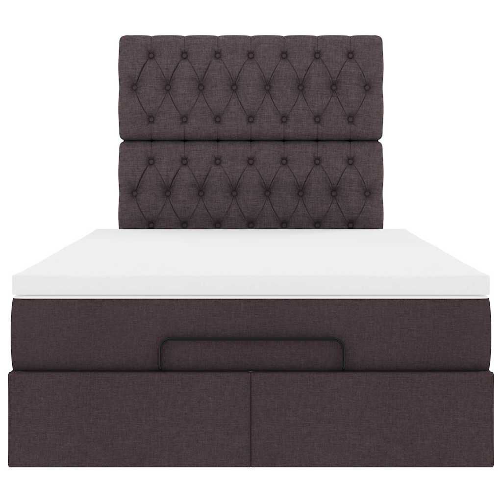 vidaXL Ottoman Κρεβάτι με Στρώμα Σκούρο Καφέ 120x200cm Ύφασμα