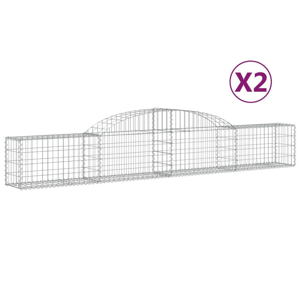vidaXL Συρματοκιβώτια Τοξωτά 2 τεμ. 300x30x40/60 εκ. Γαλβαν. Ατσάλι