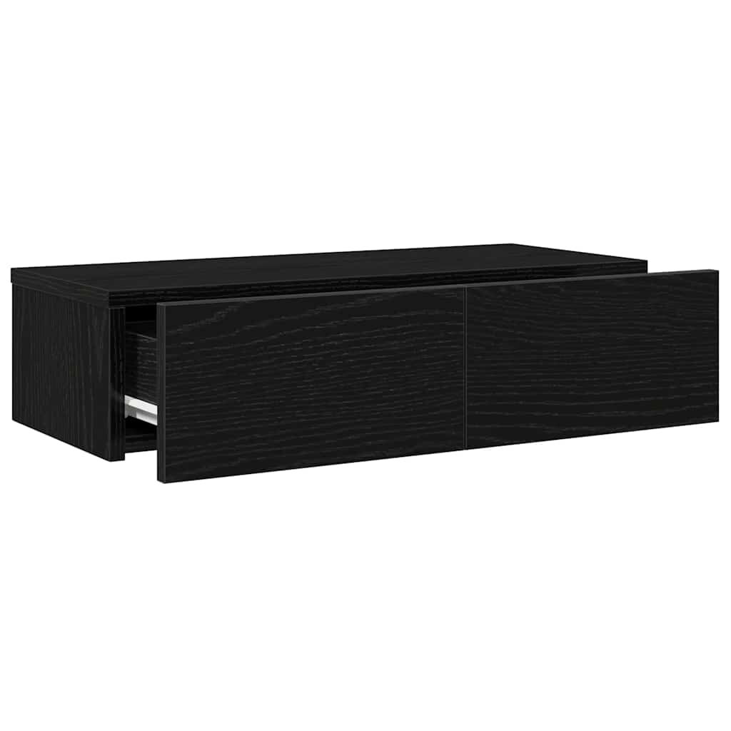 vidaXL Ράφι τοίχου με συρτάρια Μαύρο 60x26,5x15 cm Ξύλινη κατασκευή