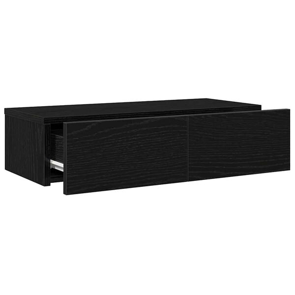 vidaXL Ράφι τοίχου με συρτάρια Μαύρο 60x26,5x15 cm Ξύλινη κατασκευή