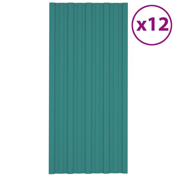 vidaXL Πάνελ Οροφής 12 τεμ. Πράσινα 100 x 45 εκ.από Γαλβανιζέ Ατσάλι