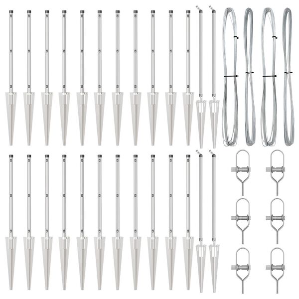 vidaXL Στύλος Περιφράξεων 26 pcs Ασημί 3.2 x 3.2 x 120 εκ Ατσάλι