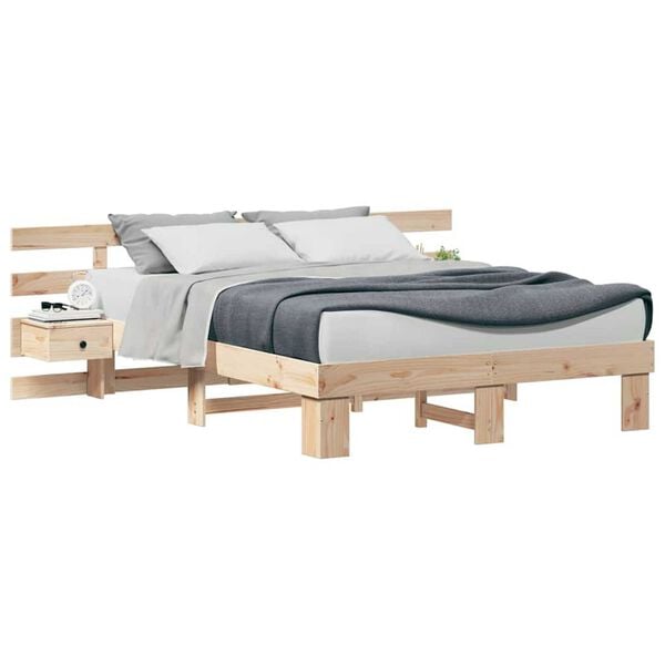 vidaXL Σκελετός Κρεβατιού Καφέ 160 x 200 cm Μασίφ ξύλο πεύκου