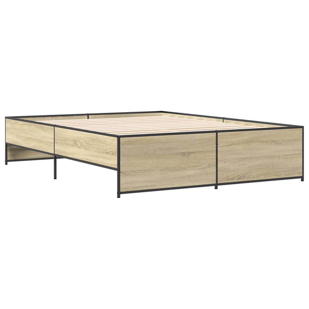 vidaXL Πλαίσιο Κρεβατιού Sonoma Δρυς 150x200 εκ. Επεξ. Ξύλο & Μέταλλο