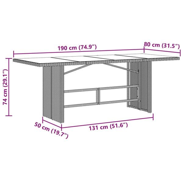 vidaXL Σέτ φαγητού για κήπο με μαξιλάρι 7 pcs Μπεζ συνθετικό ρατάν