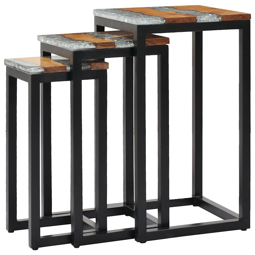 vidaXL Τραπεζάκια Ζιγκόν 3 τεμ. από Μασίφ Ξύλο Teak / Συνθετική Ρητίνη