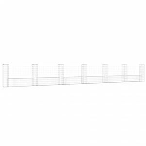 vidaXL Συρματοκιβώτιο σε U Σχήμα με 7 Στύλους 740x20x100 εκ Σιδερένιο