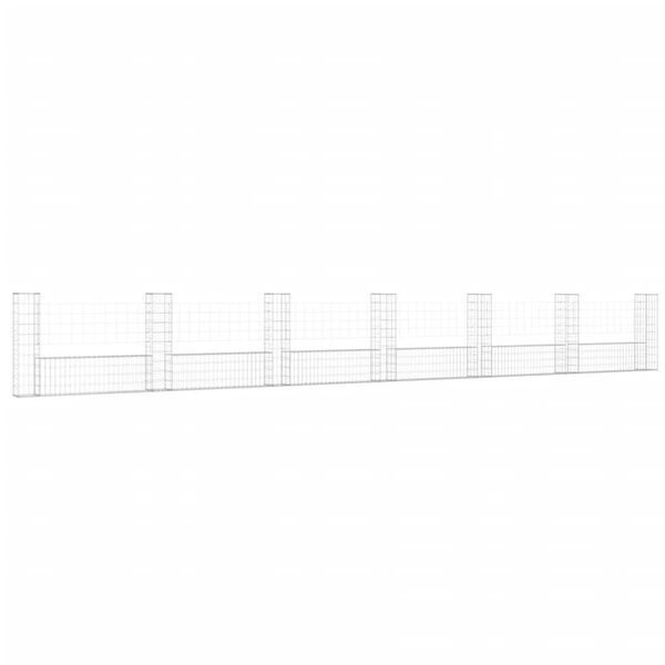 vidaXL Συρματοκιβώτιο σε U Σχήμα με 7 Στύλους 740x20x100 εκ Σιδερένιο