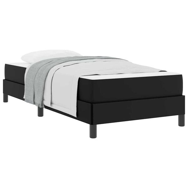vidaXL Κρεβάτι με στρώμα Μαύρο 90 x 200 cm Τεχνητό δέρμα