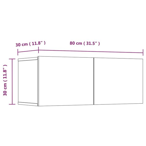 vidaXL Έπιπλα Τηλεόρασης 4 τεμ. Μαύρα 80x30x30 εκ. Επεξεργασμένο Ξύλο