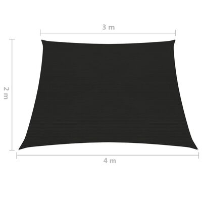 vidaXL Πανί Σκίασης Μαύρο 3/4 x 2 μ. από HDPE 160 γρ./μ²