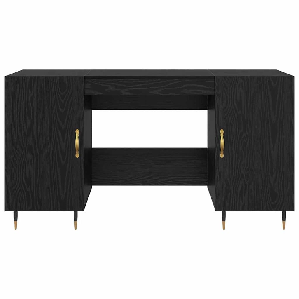 vidaXL Γραφείο με ράφι Μαύρη δρυς 140 x 50 x 75 εκ. Επεξεργασμένο ξύλο